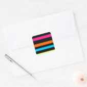 Neon strepen vierkante sticker (Envelop)
