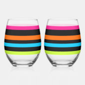 Neon strepen wijnglas zonder voet (Achterkant)