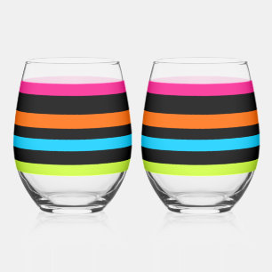 Neon strepen wijnglas zonder voet