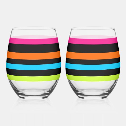 Neon strepen wijnglas zonder voet (Voorkant)