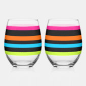 Neon strepen wijnglas zonder voet (Links)