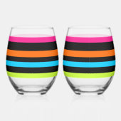 Neon strepen wijnglas zonder voet (Rechts)