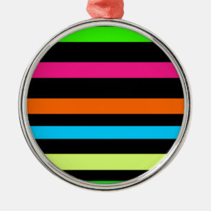 Neon Strepenpatroon Metalen Ornament