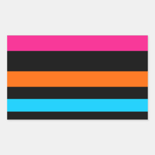 Neon Strepenpatroon Rechthoekige Sticker