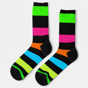 Neon Strepenpatroon Sokken