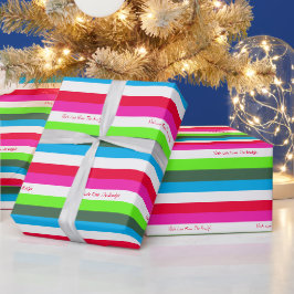 Neon Stripe Personal Holiday Wrapping Paper Cadeaupapier