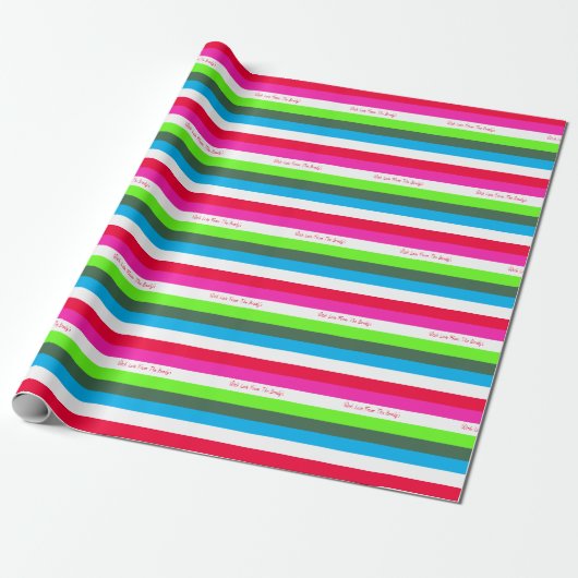 Neon Stripe Personal Holiday Wrapping Paper Cadeaupapier (Uitgerold)