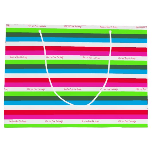 Neon Stripe Persoonlijke feestdag Groot Cadeauzakje (Achterkant)