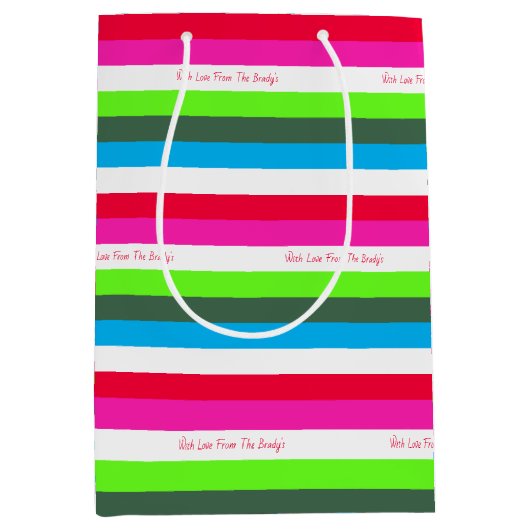 Neon Stripe Persoonlijke feestdag Medium Cadeauzakje (Voorkant)