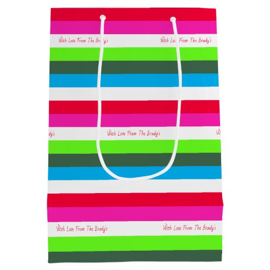 Neon Stripe Persoonlijke feestdag Medium Cadeauzakje (Achterkant)
