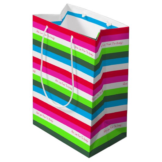 Neon Stripe Persoonlijke feestdag Medium Cadeauzakje (Achterkant Gekanteld)