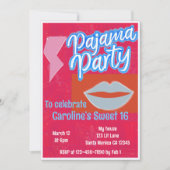 Neon Stripe Preppy Pajama Party Birthday Kaart (Voorkant)