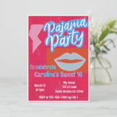 Neon Stripe Preppy Pajama Party Birthday Kaart (Staand voorkant)