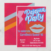 Neon Stripe Preppy Pajama Party Birthday Kaart (Voorkant / Achterkant)