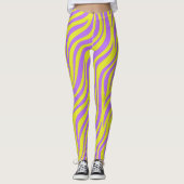 Neon Stripe Print Leggings met Wavy Lines (Voorkant)