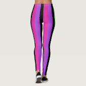 Neon Striped roze, Paars, groen en zwart Leggings (Achterkant)