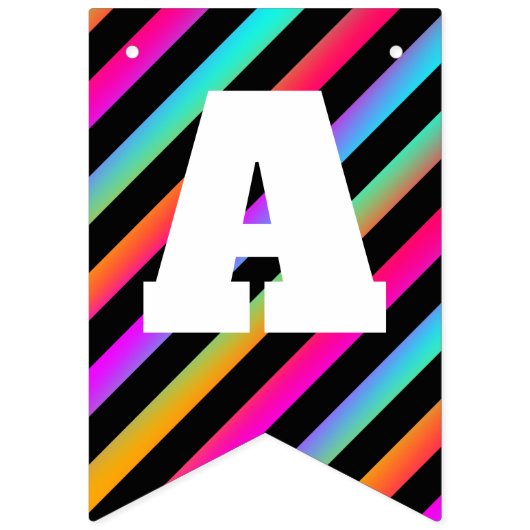 Neon Stripes - Happy Birthday Party Flags Banner (Tweede vlag)