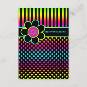 Neon Stripes Polka Dots Bat Mitzvah Enclosure Card Informatiekaartje