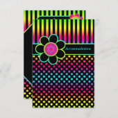 Neon Stripes Polka Dots Bat Mitzvah Enclosure Card Informatiekaartje (Voorkant / Achterkant)
