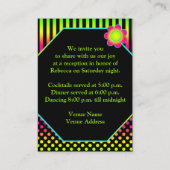 Neon Stripes Polka Dots Bat Mitzvah Enclosure Kaar Informatiekaartje (Achterkant)