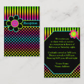 Neon Stripes Polka Dots Bat Mitzvah Enclosure Kaar Informatiekaartje (Voorkant / Achterkant)