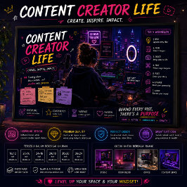 Neon Studio-werkruimte-muurkunst voor YouTubers Poster