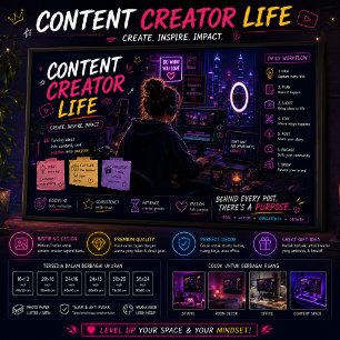 Neon Studio-werkruimte-muurkunst voor YouTubers Poster