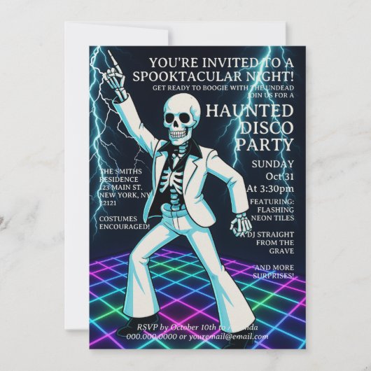 Neon Style Retro Disco Halloween Party Kaart (Voorkant)