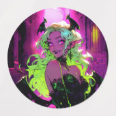 Neon Succubus Demon Anime Girl Labels (Design 1)