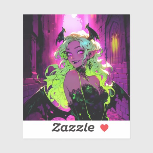 Neon Succubus Demon Anime Girl Sticker (Vel)