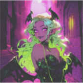 Neon Succubus Demon Anime Girl Sticker (Voorkant)