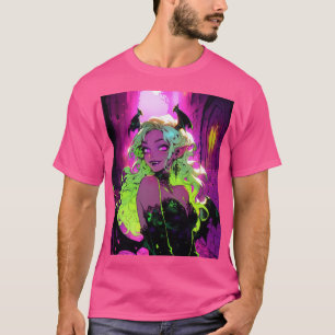 Neon Succubus Demon Anime Girl T-shirt