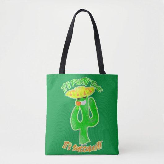 Neon Succulent Party Time Cactus Logo Tote Bag (Voorkant)