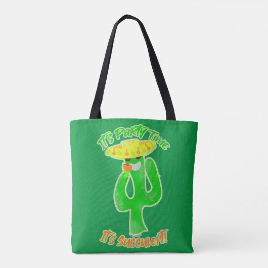 Neon Succulent Party Time Cactus Logo Tote Bag (Achterkant)