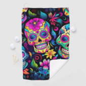 Neon Sugar Skull Golfhanddoek (Insitu)