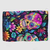 Neon Sugar Skull Golfhanddoek (Horizontaal)