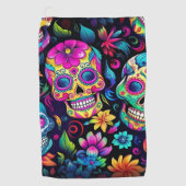 Neon Sugar Skull Golfhanddoek (Voorkant)