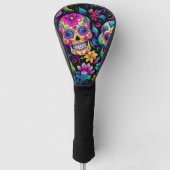 Neon Sugar Skull Golfheadcover (Voorkant)