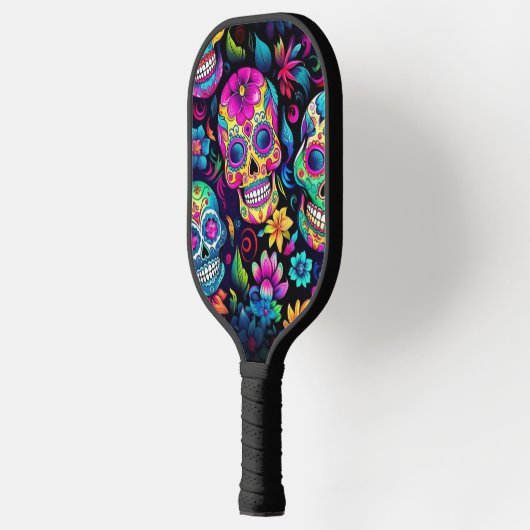 Neon Sugar Skull Pickleball Paddle (Links)