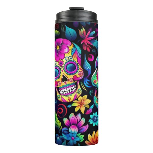 Neon Sugar Skull Thermosbeker (Voorkant)