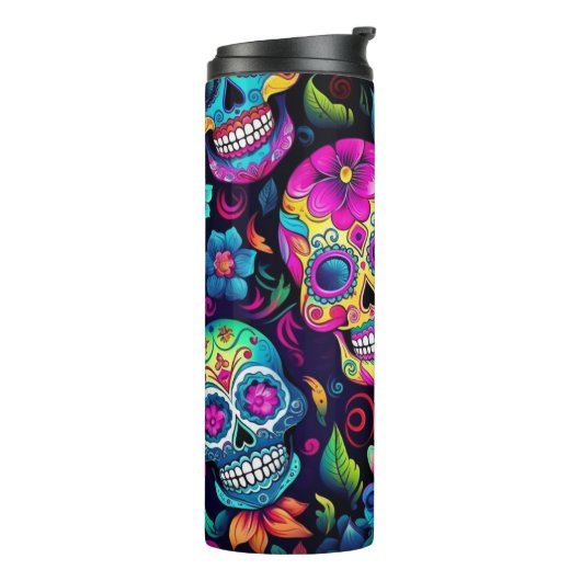 Neon Sugar Skull Thermosbeker (Gedraaid links)