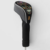 Neon Suiker Schedel Dag van de Doden Monogram Eers Golfheadcover (Schuin)