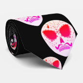 Neon Suiker Schedel Patroon Halloween Zwart Stropdas (Opgerold)