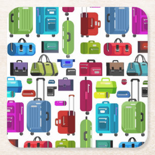 Neon Suitcases Kartonnen Onderzetters