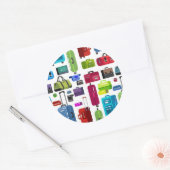 Neon Suitcases Ronde Sticker (Envelop)