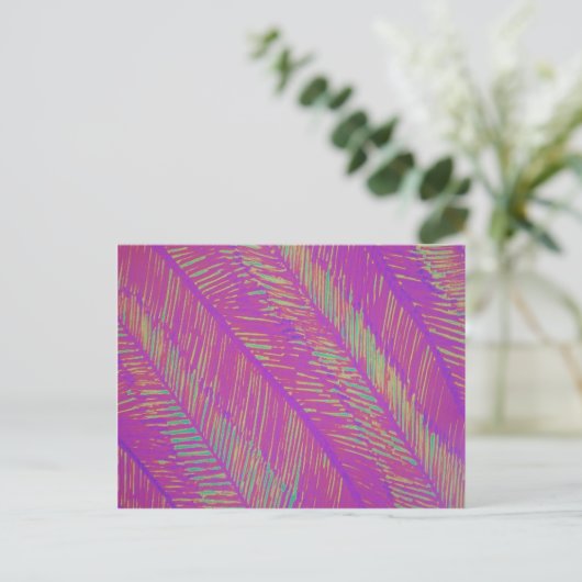 Neon Summer Paarse Palms Briefkaart (Staand voorkant)