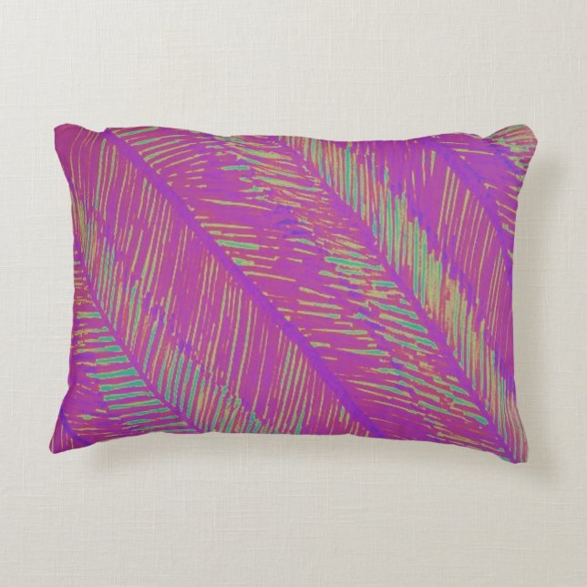 Neon Summer Paarse Palms Decoratief Kussen (Achterkant)
