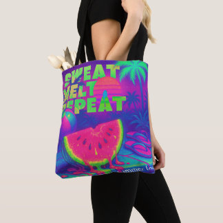 Neon Summer Retro Toekomst Tropische jaren 80 Tote Bag