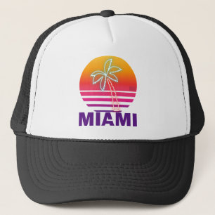 Neon Summer Sunset Beach Palm Tree Proud Miami Trucker Pet