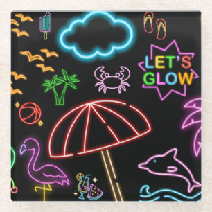Neon Summer Thema Glazen Onderzetter